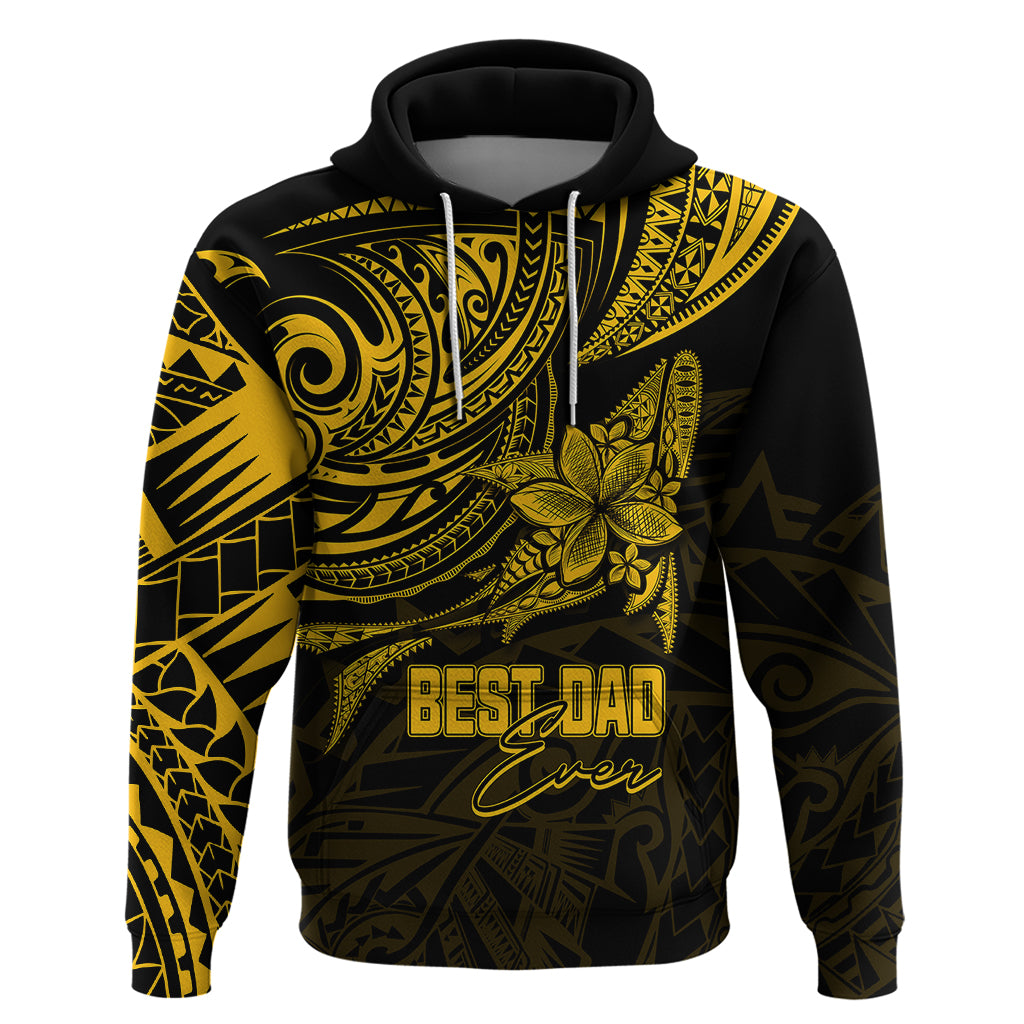 Custom Fathers Day Polynesian Hoodie Best Dad Ever Gold LT7 Pullover Hoodie Gold - Polynesian Pride