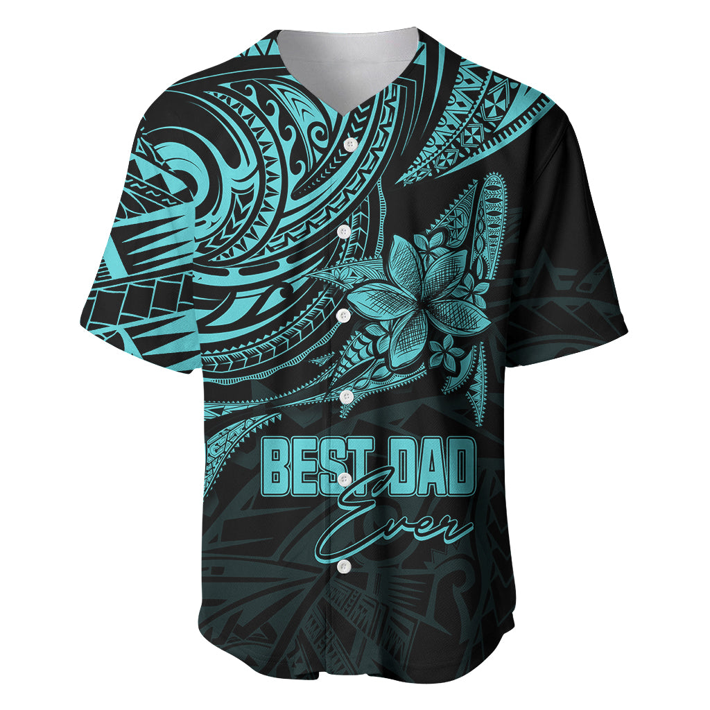 Personalised Father's Day Polynesian Baseball Jersey Best Dad Ever - Turquoise LT7 Turquoise - Polynesian Pride