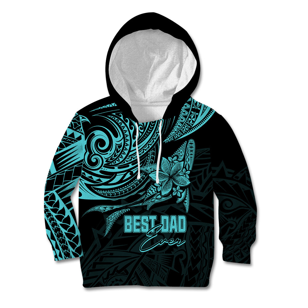 Personalised Father's Day Polynesian Kid Hoodie Best Dad Ever - Turquoise LT7 Hoodie Turquoise - Polynesian Pride