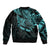 Personalised Father's Day Polynesian Sleeve Zip Bomber Jacket Best Dad Ever - Turquoise LT7 - Polynesian Pride