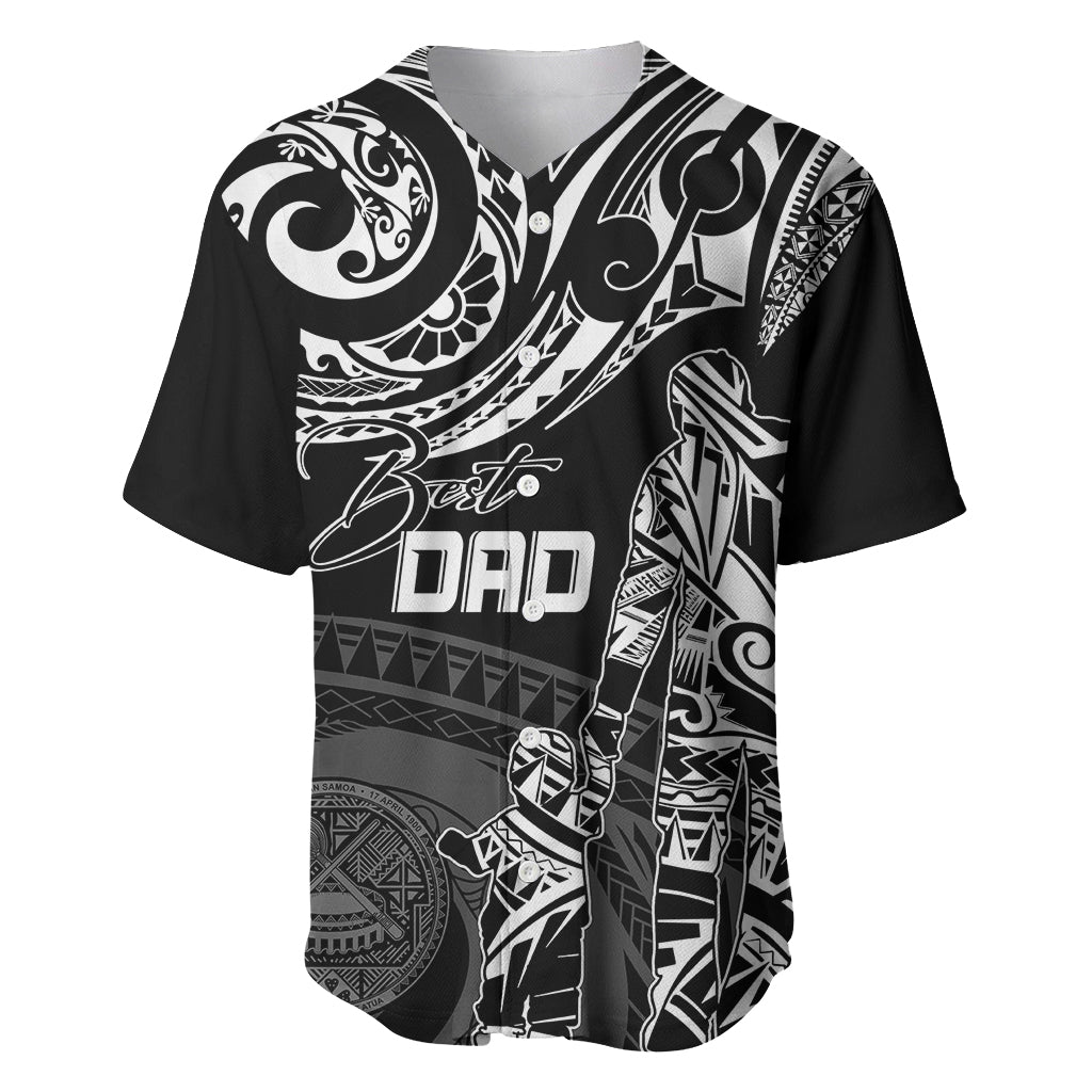 Personalised Father's Day American Samoa Baseball Jersey Polynesian Dad & Kid LT7 Black - Polynesian Pride