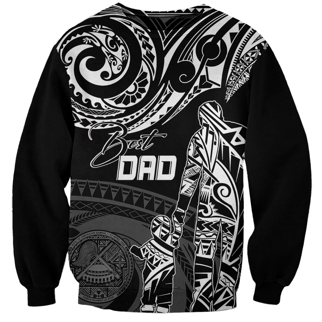 Personalised Father's Day American Samoa Sweatshirt Polynesian Dad & Kid LT7 Unisex Black - Polynesian Pride