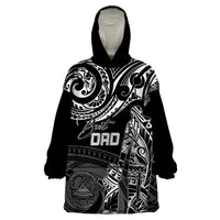 Personalised Father's Day American Samoa Wearable Blanket Hoodie Polynesian Dad & Kid LT7 One Size Black - Polynesian Pride
