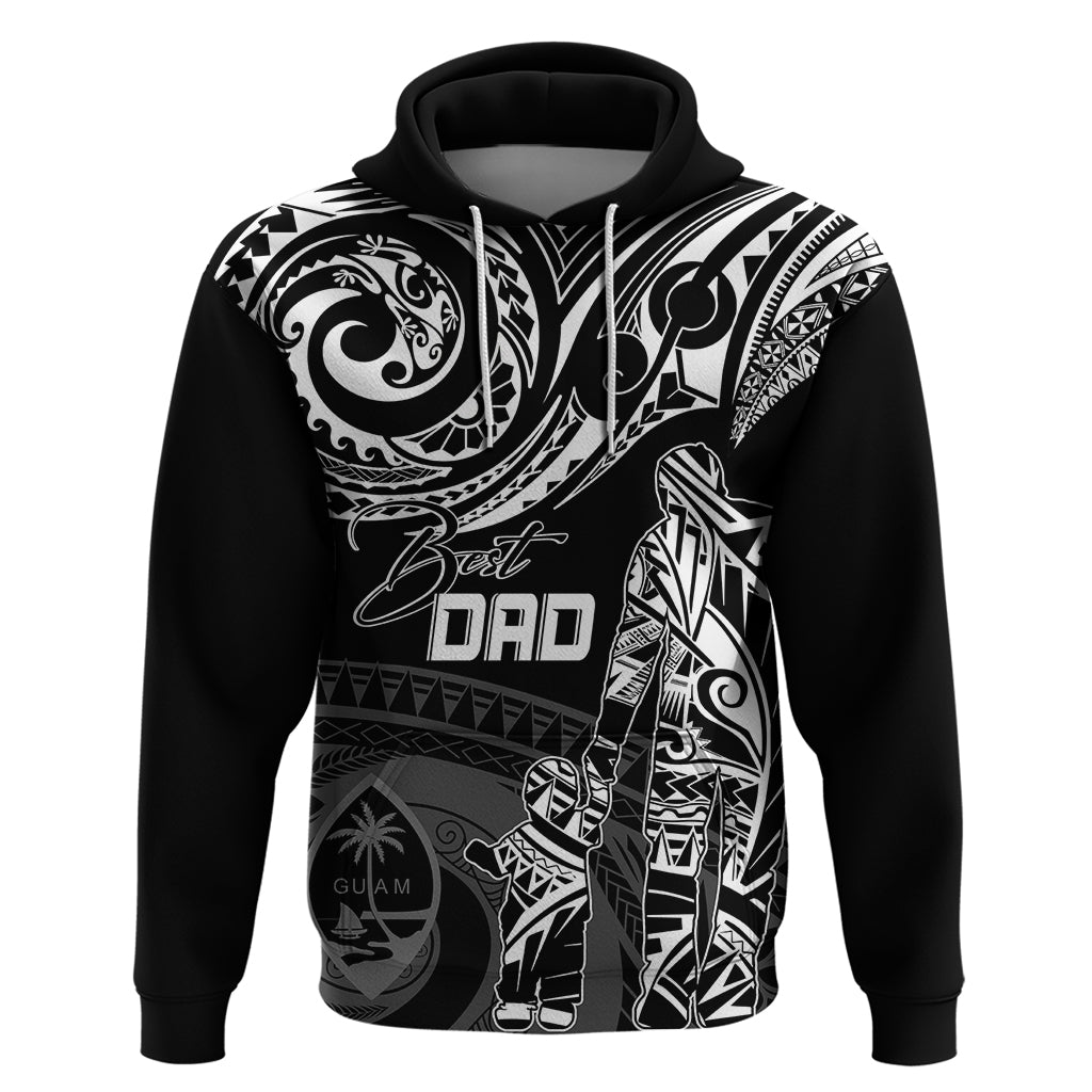 Custom Fathers Day Guam Hoodie Polynesian Dad & Kid LT7 Pullover Hoodie Black - Polynesian Pride