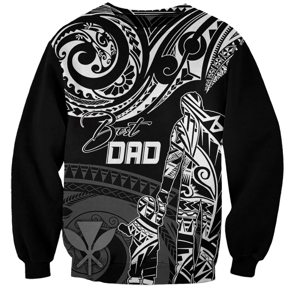 Personalised Father's Day Kanaka Hawaii Sweatshirt Polynesian Dad & Kid LT7 Unisex Black - Polynesian Pride