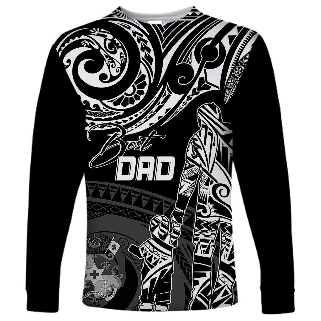 Personalised Father's Day Tonga Long Sleeve Shirt Polynesian Dad & Kid LT7 Unisex Black - Polynesian Pride