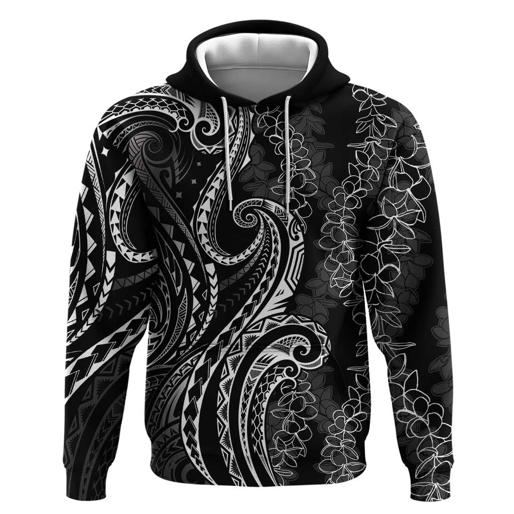 Polynesia Plumeria Lei Hoodie Black Curves Motif LT7 Pullover Hoodie Black - Polynesian Pride