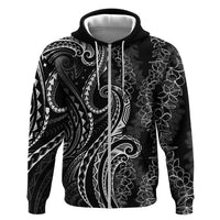 Polynesia Plumeria Lei Hoodie Black Curves Motif LT7 Zip Hoodie Black - Polynesian Pride
