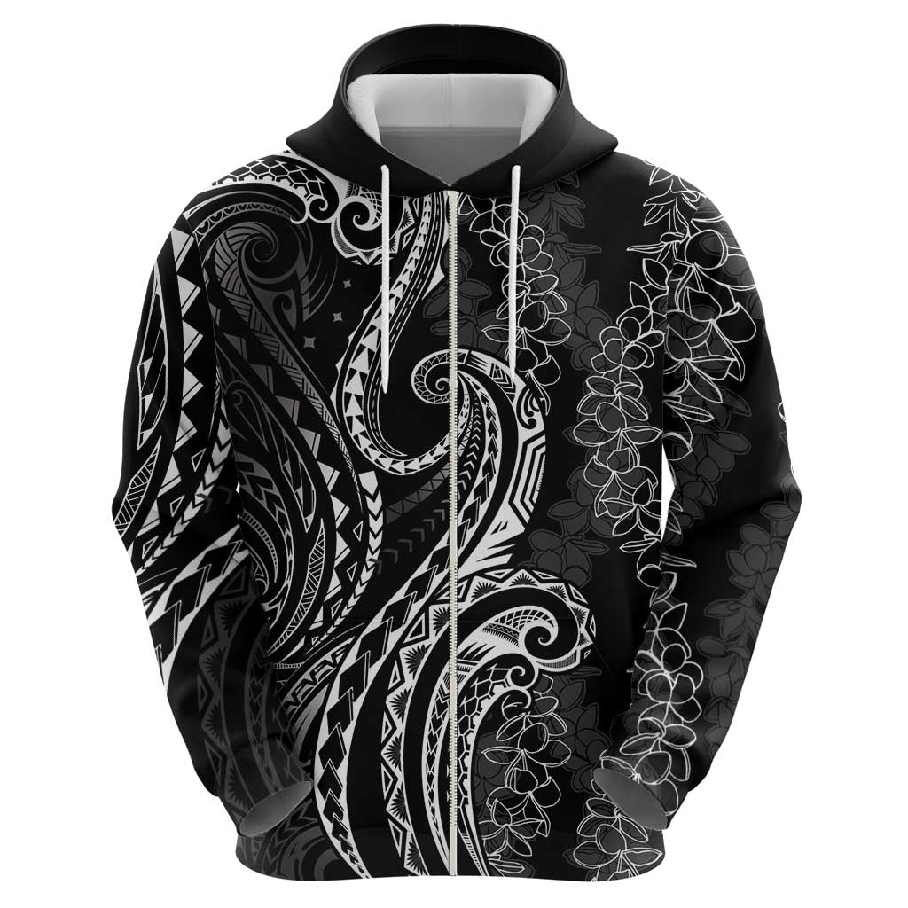 Polynesia Plumeria Lei Hoodie Black Curves Motif LT7 - Polynesian Pride