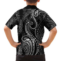 Polynesia Plumeria Lei Kid Hawaiian Shirt Black Curves Motif LT7 - Polynesian Pride