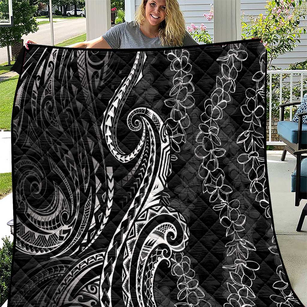Polynesia Plumeria Lei Quilt Black Curves Motif LT7 Black - Polynesian Pride