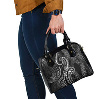 Polynesia Plumeria Lei Shoulder Handbag Black Curves Motif LT7 - Polynesian Pride