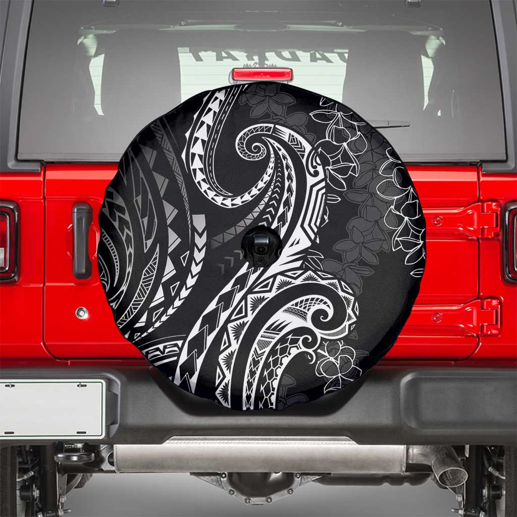 Polynesia Plumeria Lei Spare Tire Cover Black Curves Motif LT7 - Polynesian Pride