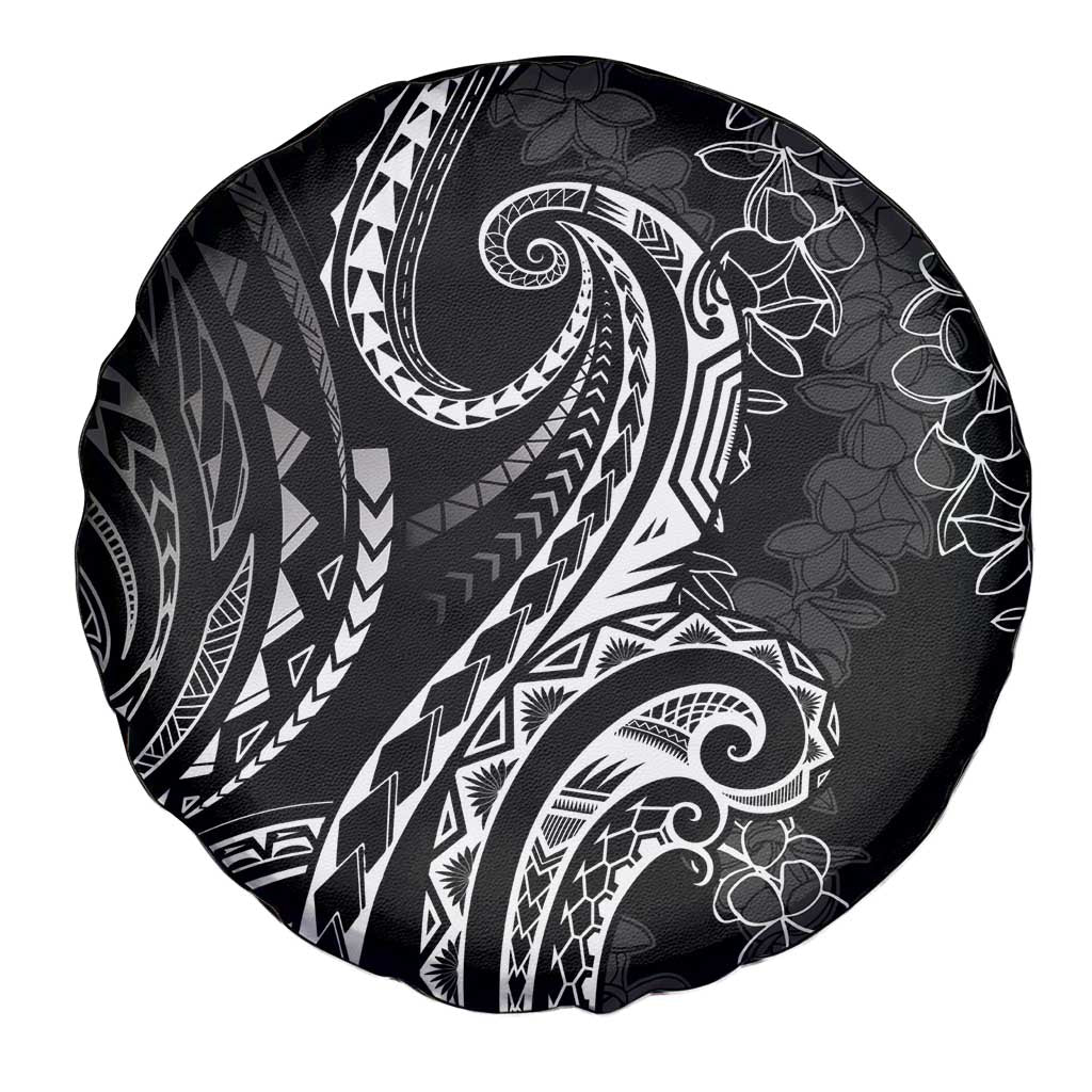 Polynesia Plumeria Lei Spare Tire Cover Black Curves Motif LT7 - Polynesian Pride