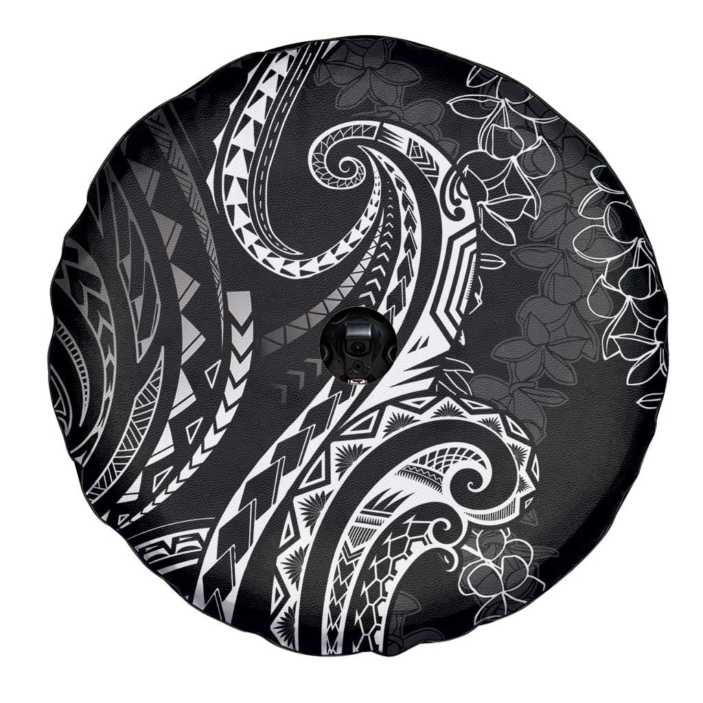 Polynesia Plumeria Lei Spare Tire Cover Black Curves Motif LT7 - Polynesian Pride