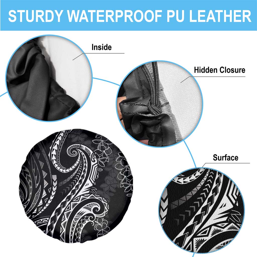 Polynesia Plumeria Lei Spare Tire Cover Black Curves Motif LT7 - Polynesian Pride