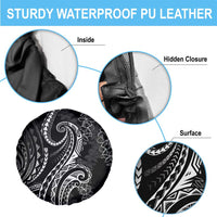 Polynesia Plumeria Lei Spare Tire Cover Black Curves Motif LT7 - Polynesian Pride