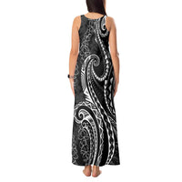 Polynesia Plumeria Lei Tank Maxi Dress Black Curves Motif LT7 - Polynesian Pride