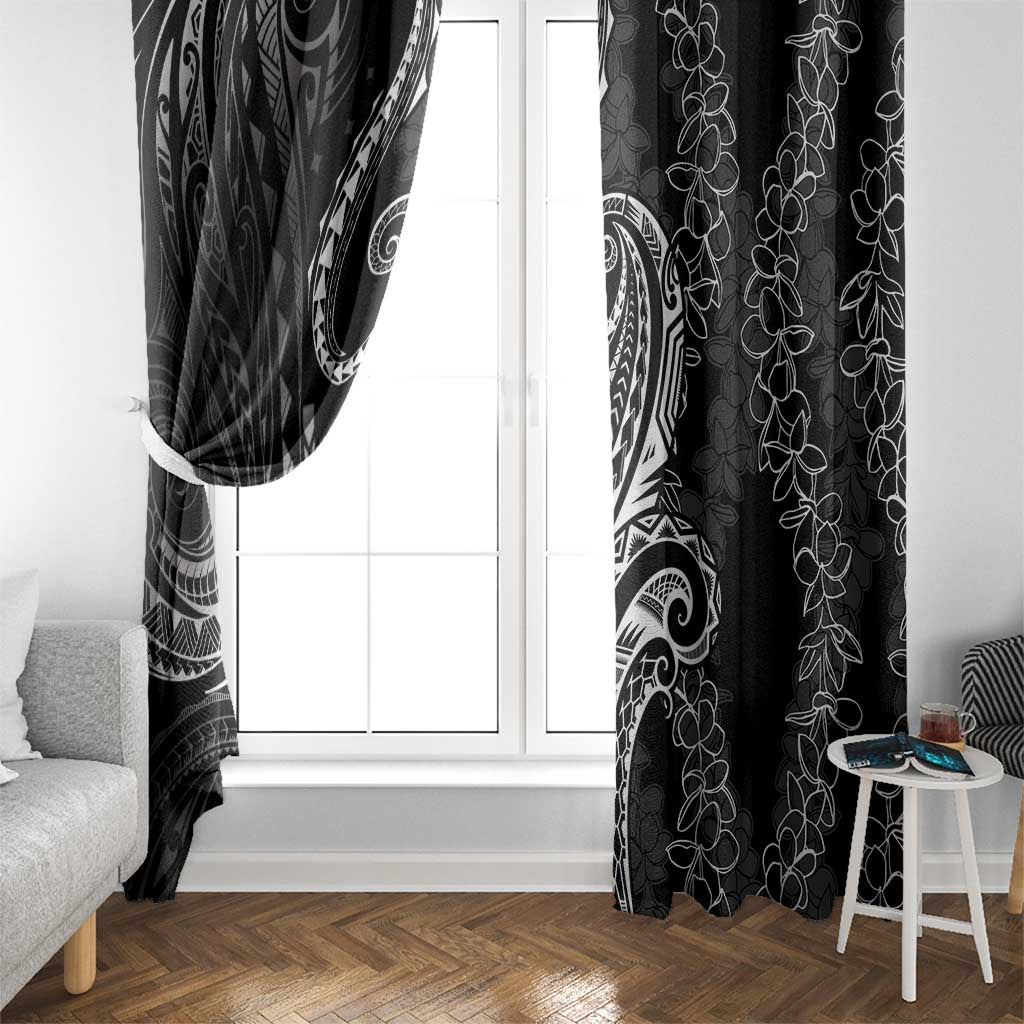 Polynesia Plumeria Lei Window Curtain Black Curves Motif LT7 - Polynesian Pride