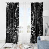 Polynesia Plumeria Lei Window Curtain Black Curves Motif LT7 - Polynesian Pride