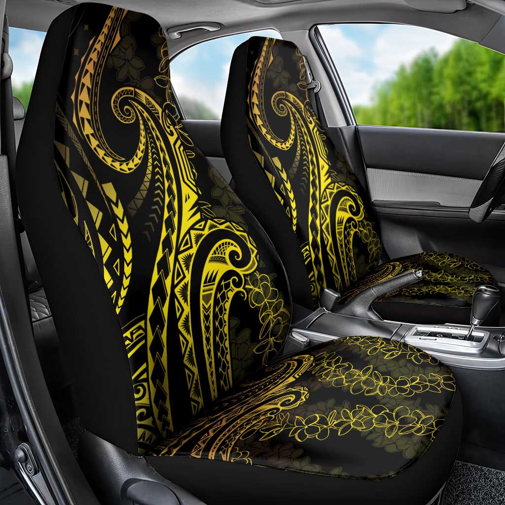 Polynesia Plumeria Lei Car Seat Cover Black Gold Curves Motif LT7 - Polynesian Pride