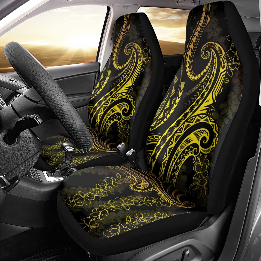 Polynesia Plumeria Lei Car Seat Cover Black Gold Curves Motif LT7 - Polynesian Pride