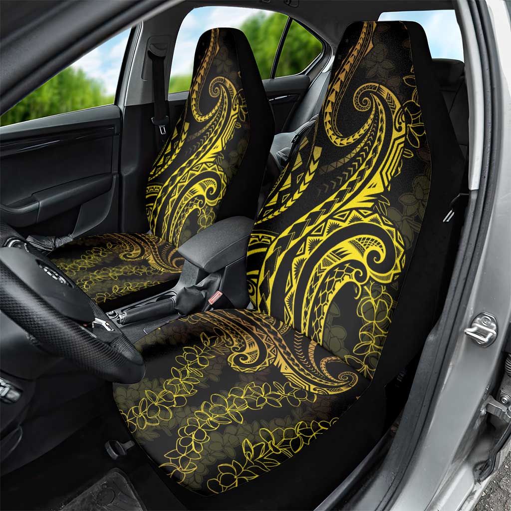 Polynesia Plumeria Lei Car Seat Cover Black Gold Curves Motif LT7 - Polynesian Pride