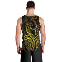 Polynesia Plumeria Lei Men Tank Top Black Gold Curves Motif LT7 - Polynesian Pride