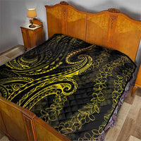 Polynesia Plumeria Lei Quilt Black Gold Curves Motif LT7 - Polynesian Pride