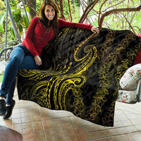 Polynesia Plumeria Lei Quilt Black Gold Curves Motif LT7 - Polynesian Pride