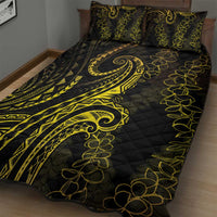 Polynesia Plumeria Lei Quilt Bed Set Black Gold Curves Motif LT7 - Polynesian Pride