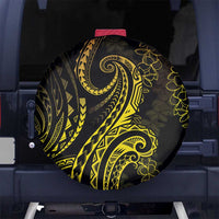 Polynesia Plumeria Lei Spare Tire Cover Black Gold Curves Motif LT7 No hole Gold - Polynesian Pride