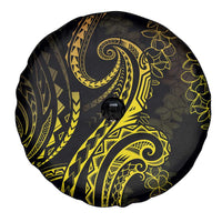 Polynesia Plumeria Lei Spare Tire Cover Black Gold Curves Motif LT7 - Polynesian Pride
