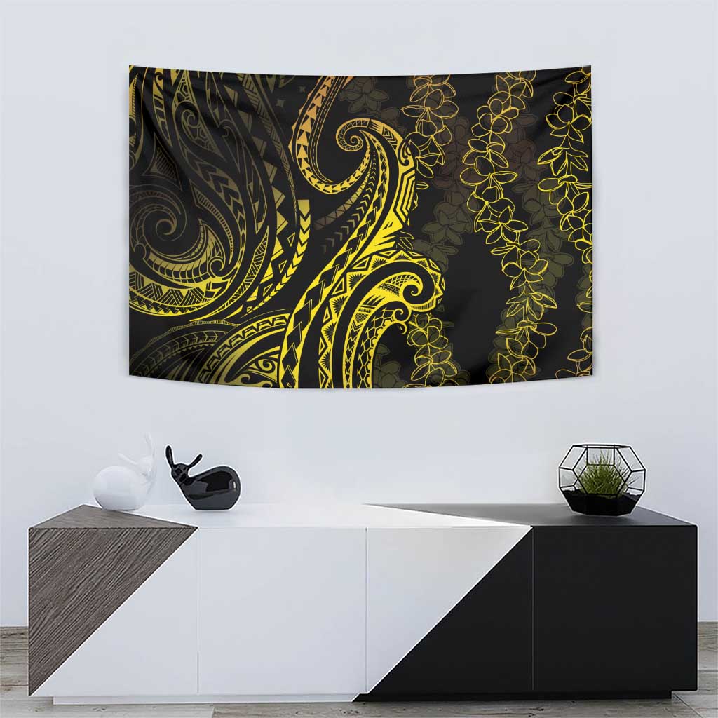 Polynesia Plumeria Lei Tapestry Black Gold Curves Motif LT7 - Polynesian Pride