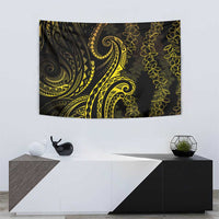 Polynesia Plumeria Lei Tapestry Black Gold Curves Motif LT7 - Polynesian Pride