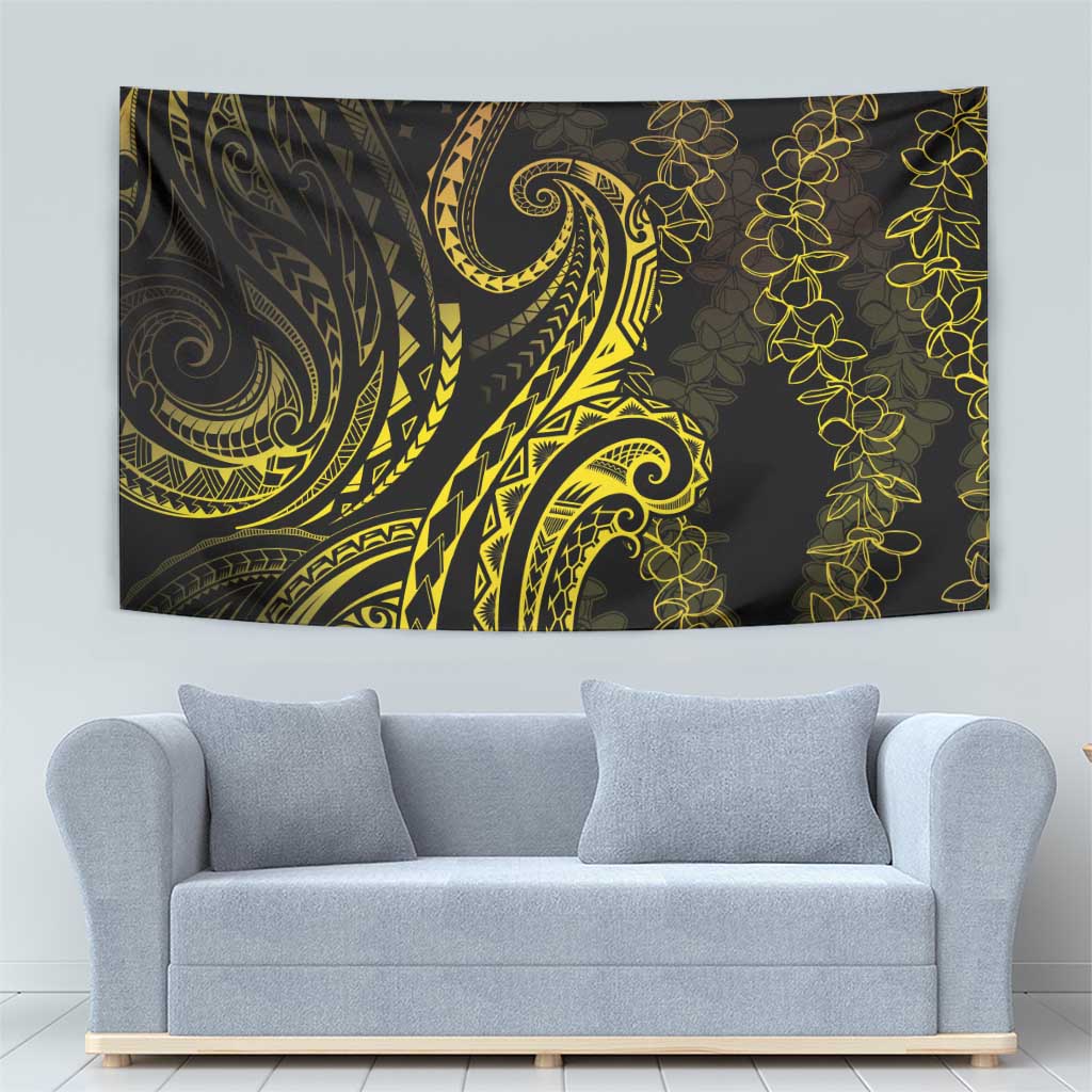 Polynesia Plumeria Lei Tapestry Black Gold Curves Motif LT7 - Polynesian Pride