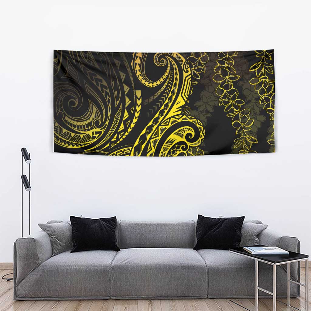 Polynesia Plumeria Lei Tapestry Black Gold Curves Motif LT7 - Polynesian Pride