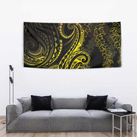 Polynesia Plumeria Lei Tapestry Black Gold Curves Motif LT7 - Polynesian Pride