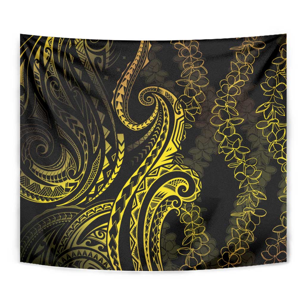 Polynesia Plumeria Lei Tapestry Black Gold Curves Motif LT7 - Polynesian Pride