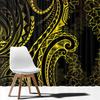 Polynesia Plumeria Lei Window Curtain Black Gold Curves Motif LT7 - Polynesian Pride