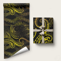 Polynesia Plumeria Lei Wrapping Paper Black Gold Curves Motif LT7 58" × 23" Gold - Polynesian Pride