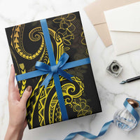 Polynesia Plumeria Lei Wrapping Paper Black Gold Curves Motif LT7 - Polynesian Pride