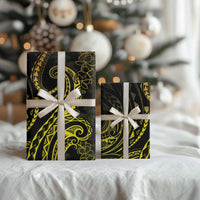 Polynesia Plumeria Lei Wrapping Paper Black Gold Curves Motif LT7 - Polynesian Pride