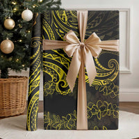 Polynesia Plumeria Lei Wrapping Paper Black Gold Curves Motif LT7 - Polynesian Pride