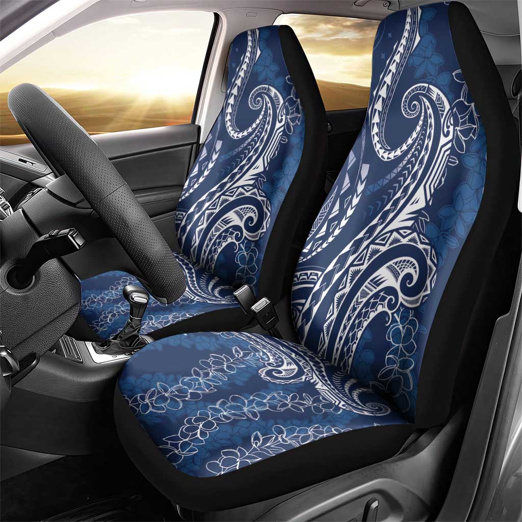 Polynesia Plumeria Lei Car Seat Cover Navy Blue Curves Motif LT7 - Polynesian Pride