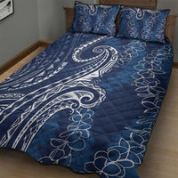 Polynesia Plumeria Lei Quilt Bed Set Navy Blue Curves Motif LT7 - Polynesian Pride