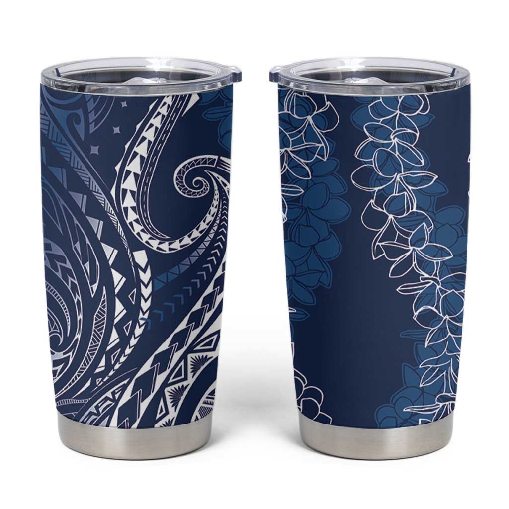 Polynesia Plumeria Lei Tumbler Cup Navy Blue Curves Motif LT7 Navy Blue - Polynesian Pride