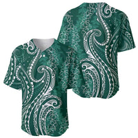 Polynesia Plumeria Lei Baseball Jersey Sage Green Curves Motif LT7 - Polynesian Pride