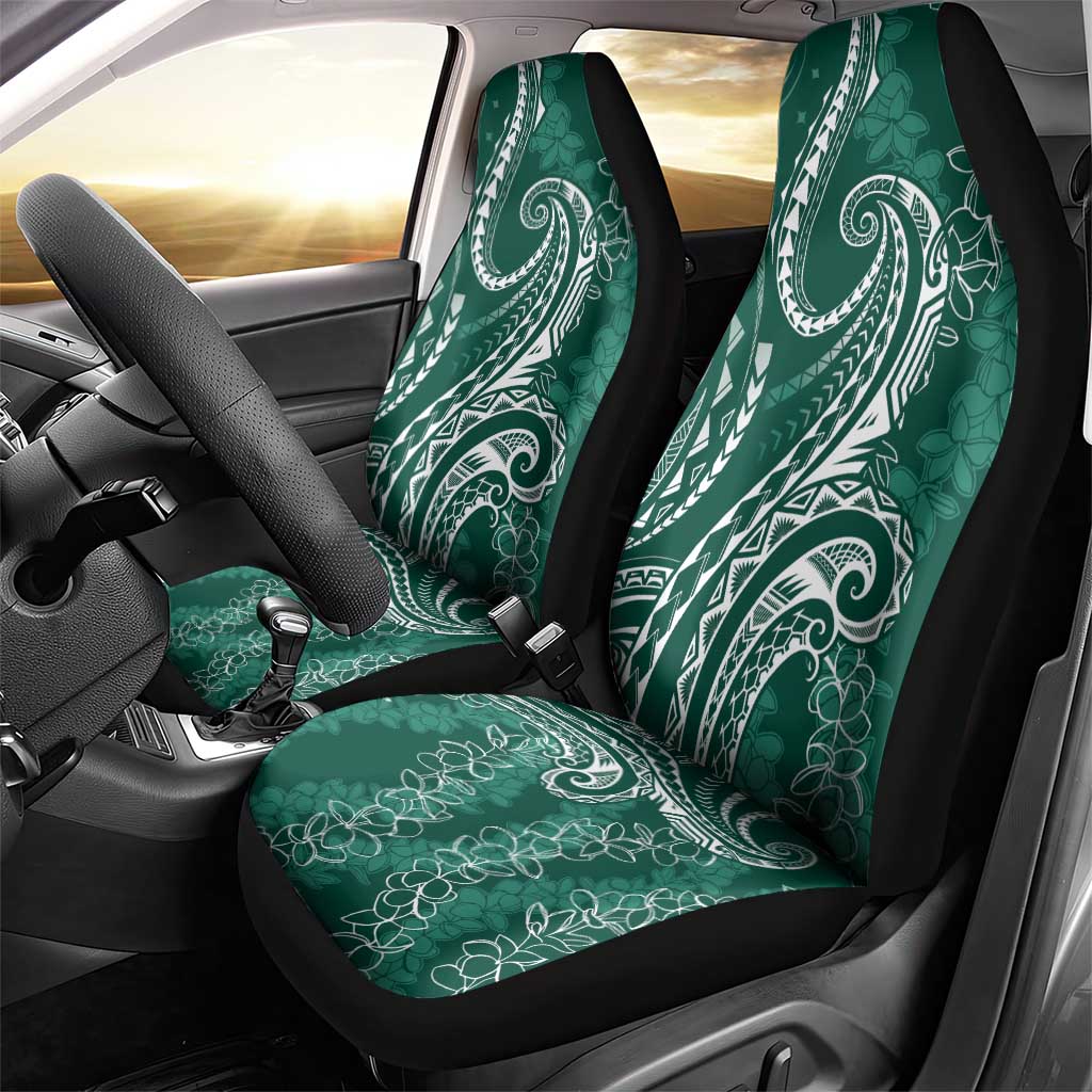 Polynesia Plumeria Lei Car Seat Cover Sage Green Curves Motif LT7 - Polynesian Pride