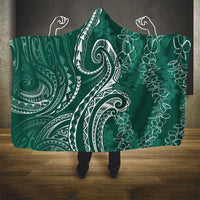 Polynesia Plumeria Lei Hooded Blanket Sage Green Curves Motif LT7 - Polynesian Pride